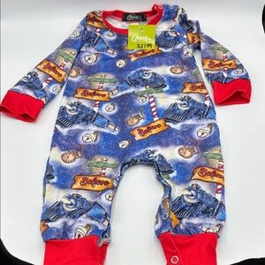 NWT Polar Express Christmas Infant Onesie - Blue and Red North Pole Theme